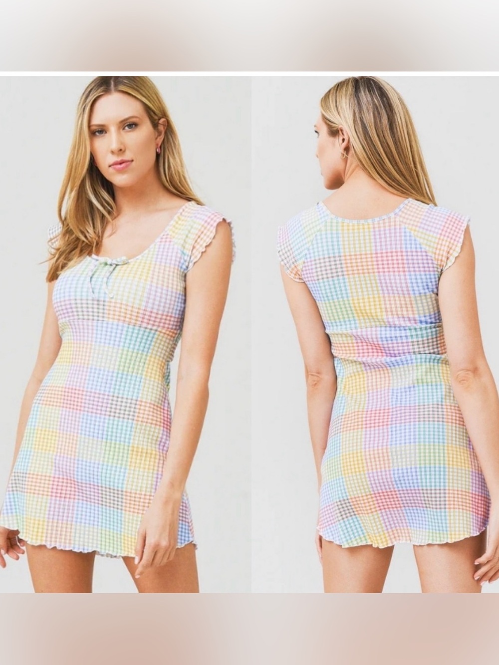 Loveshackfancy plaid multicolored mini dress